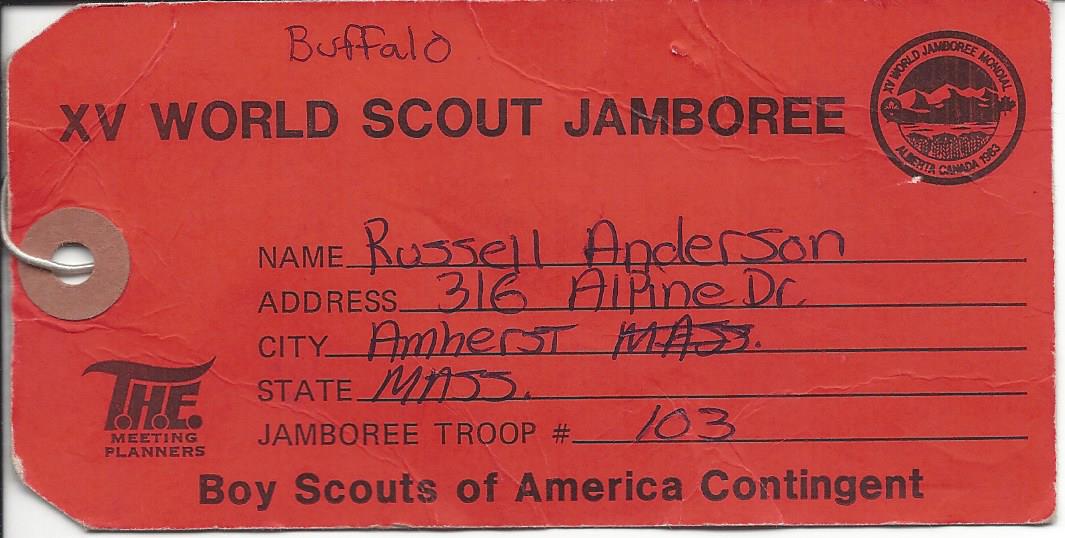 1983 15th World Jamboree Luggage Tag Used