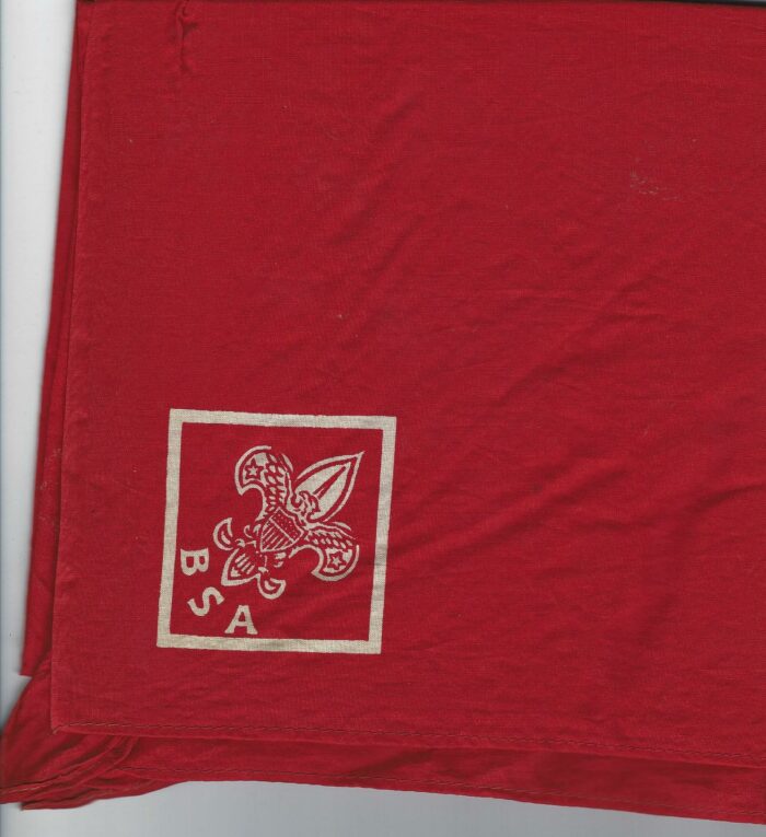 Neckerchief Full Square Red with White Tenderfoot Emblem in White Diamond Boy Scout Used