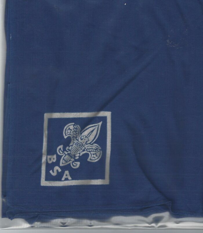 Neckerchief Solid Blue with White Diamond and Tenderfoot Emblem Boy Scout Used