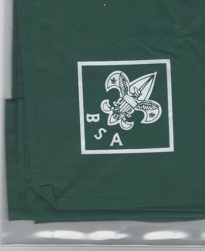Neckerchief Solid Green with White Diamond and Tenderfoot Emblem Boy Scout