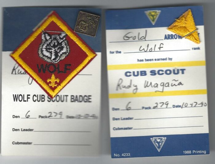 Wolf Twill 1972 - 2009 with Wolf Pin Gold Arrow Point and Completed Card