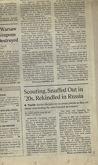 Los Angeles Times Nov 11 1990 Front Section Article Russia Rekindled Scouting