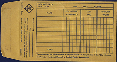 Monthly Den Dues Envelop 1975