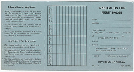 Application for Merit Badge