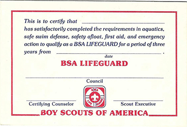 Certificate 1984 Priinting 4260 BSA Lifeguard