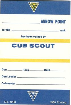 Certificate 1988 Printing 4233 Arrow Point