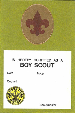 Certificate 1990 Printing 3410A Boy Scout