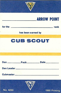 Certificate 1990 Printing 4233 Arrow Point