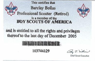 Certificate 2005 Registration Professional Scouter Retired BB Used