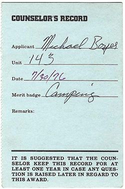 Certificate 1976 4124 Counselor's Camping MB Used