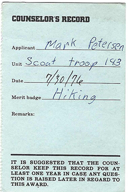 Certificate 1976 4124 Counselor's Hiking MP Used