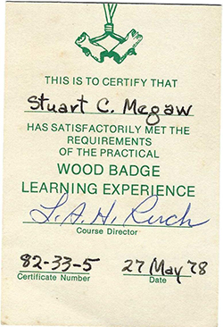 Certificate 1978 Wood Badge Learning Experience SCM