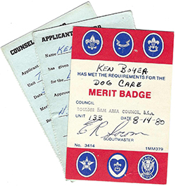 Certificate 1980 4124/4124/3414 Merit Badge Dog Care KB Used