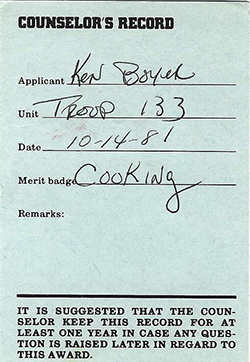 Certificate 1982 4124 Counselor's Cooking KB Used