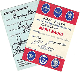 Certificate 1980 4124/3414 Merit Badge Geology KB Used