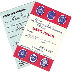 Certificate 1982 4124/3414 Merit Badge Skiing KB Used