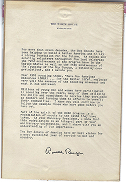CCertificate 1982 White House Letter President Ronald Reagan