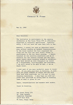 Certificate 1982 White House Letter President Gerald R. Ford