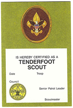 Certificate 1986 Printing 3411 Tenderfoot