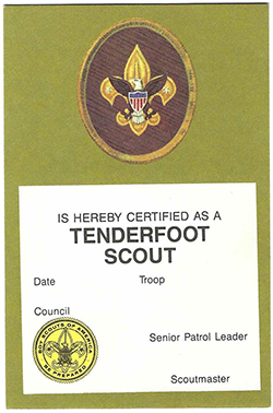 Certificate 1988 Printing 3411 Tenderfoot