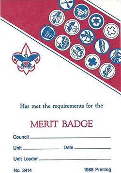Certificate 1988 Printing 3414 Merit Badge