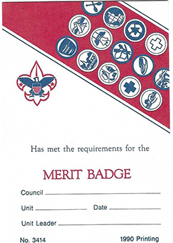 Certificate 1990 Printing 3414 Merit Badge