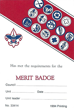 Certificate 1994 Printing 33414 Merit Badge