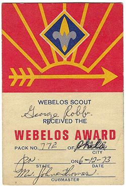 Certificate 4219 Webelos Award GR Used