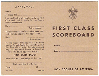 Certificate 4227 First Class Scoreboard