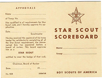 Certificate 4228 Star Scout Scoreboard