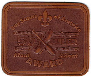 50 Miler Afoot and Afloat Award Leather Brown Stained
