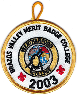 Longhorn Council Brazos Valley Merit Badge College 2003 Plastic