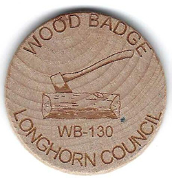 Longhorn Council Woodbadge WB-130 Wooden Nickel Front