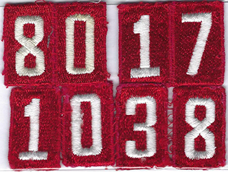 Red and White Nuneral Set of 8 Used